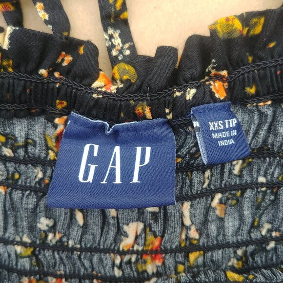 Gap black floral print 100% cotton smocked dress square neckline puffy s… - Picture 14 of 14